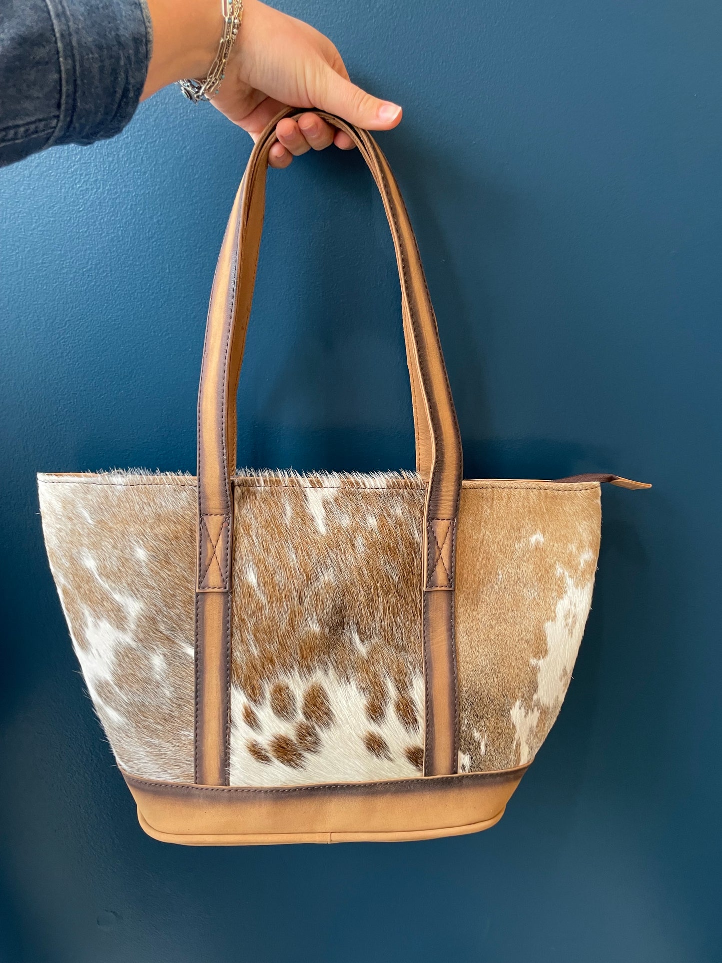 High Call Statement Tote Bag // Leather + Cowhide