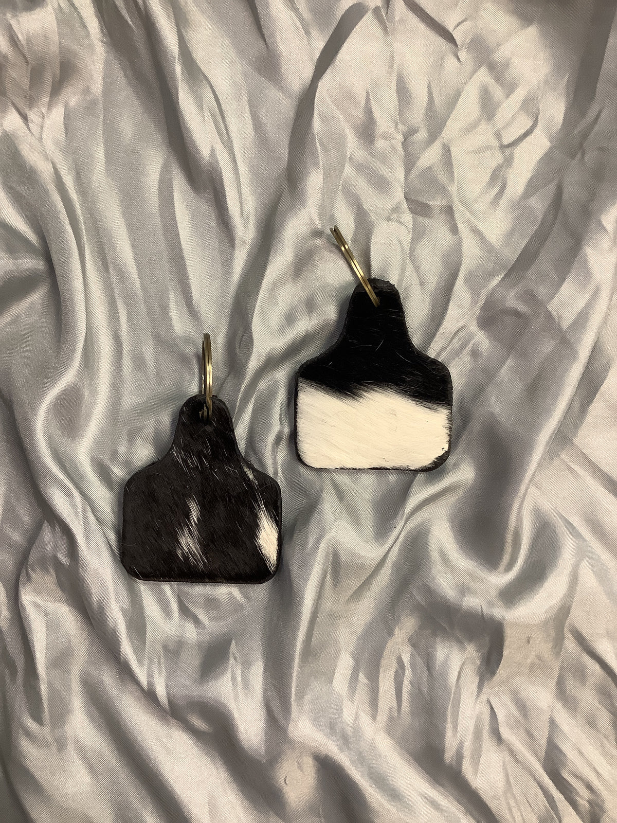 Cowhide Ear Tag Keychain // Black