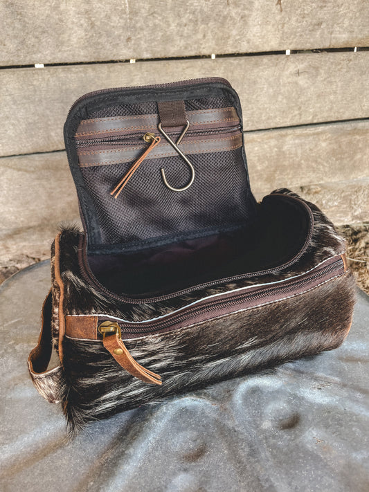 Hanging Cowhide Cosmetic Bag