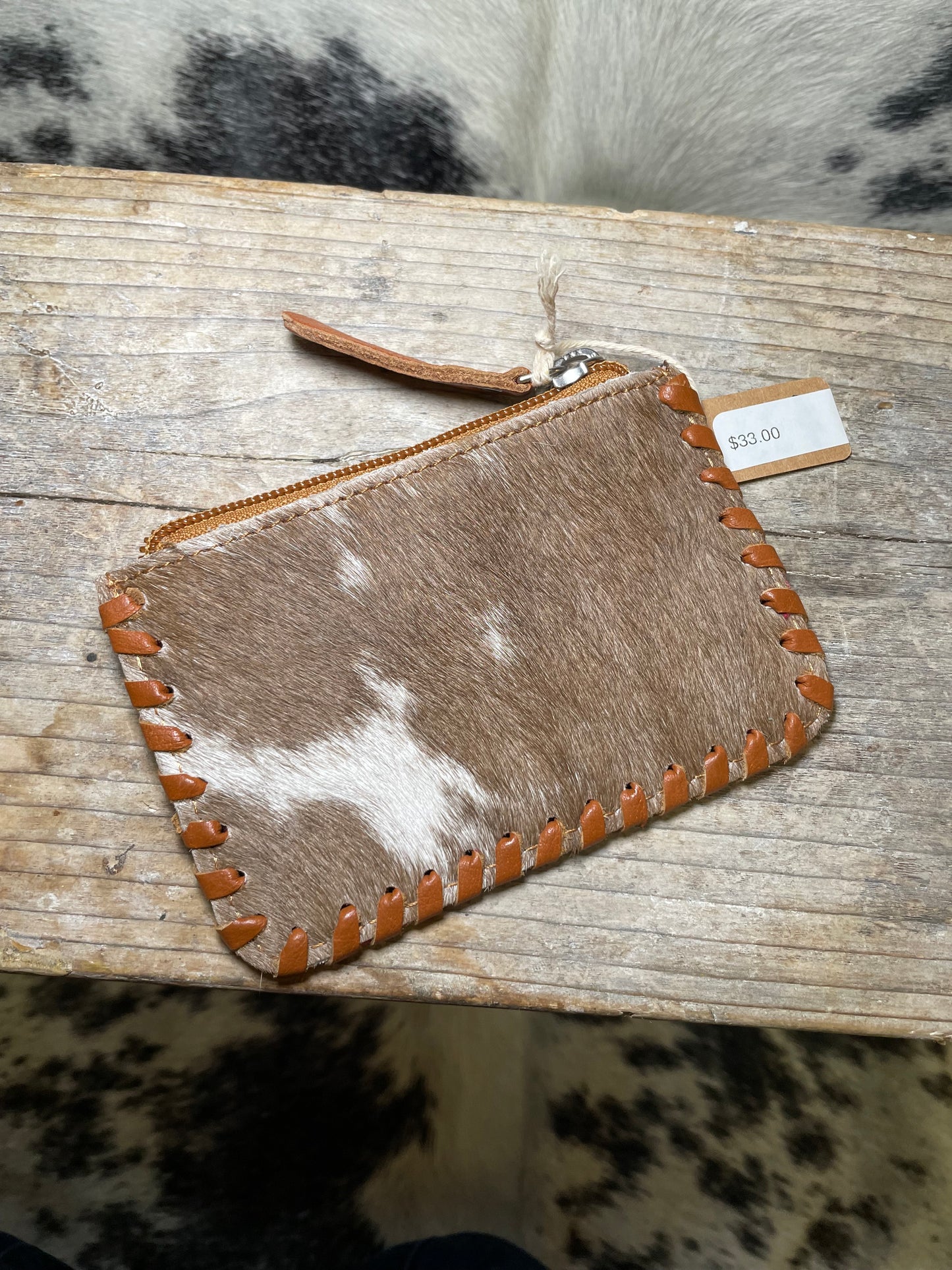 Tooled Leather & Cowhide Coin Purse