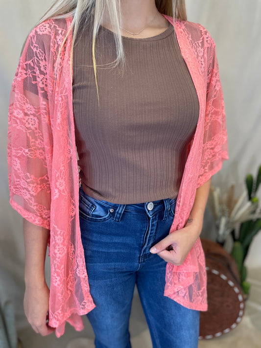 Emmy Kimono in Coral