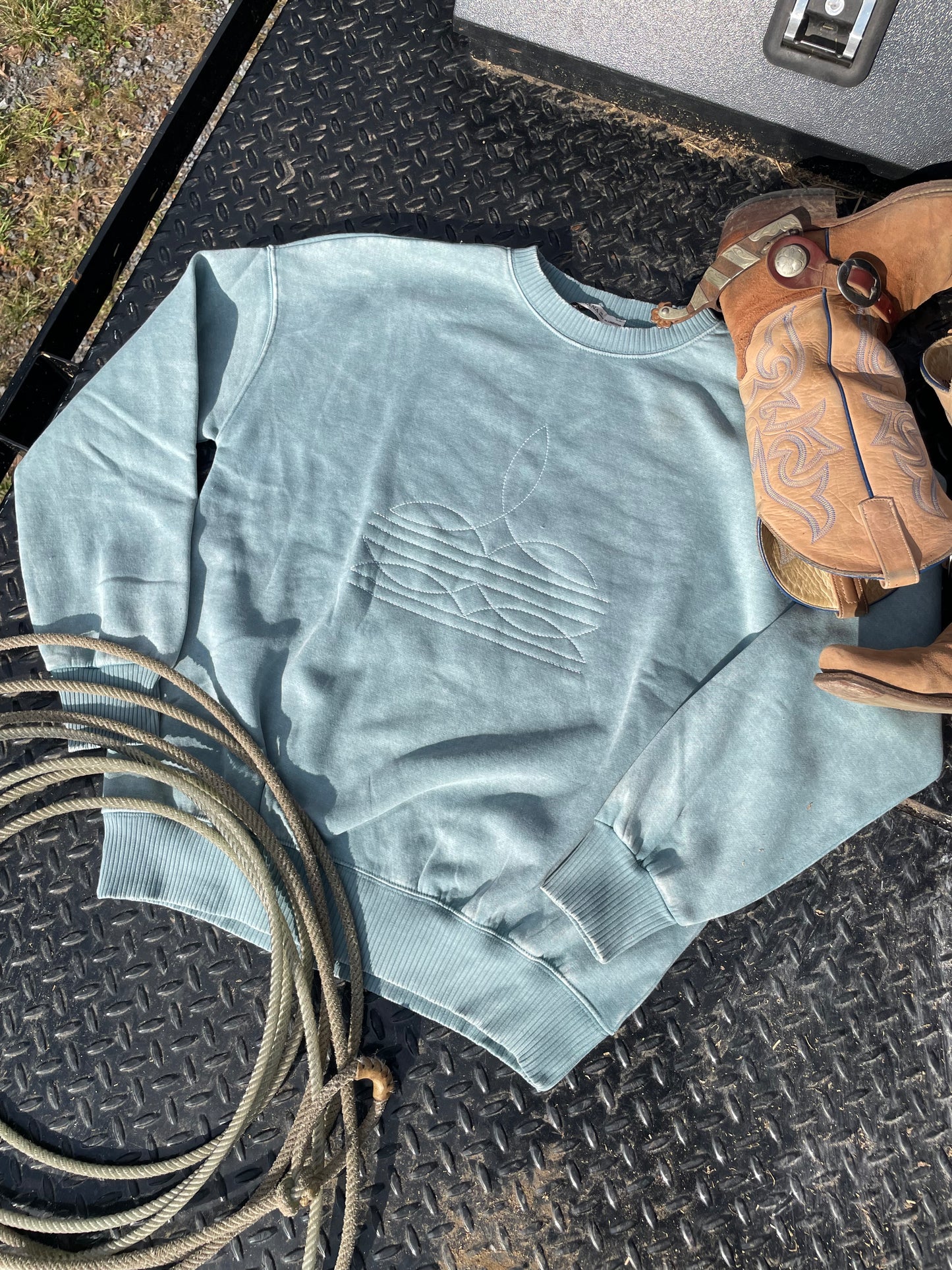 Boot Stitch Crewneck Sweatshirt // Turquoise