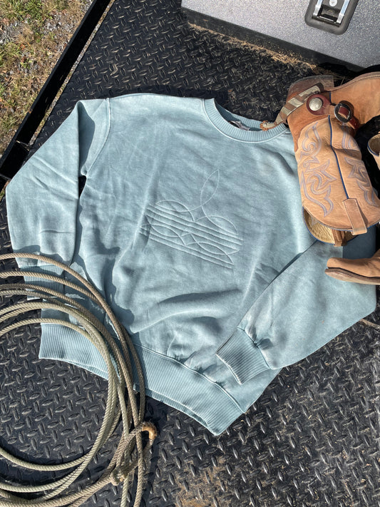 Boot Stitch Crewneck Sweatshirt // Turquoise