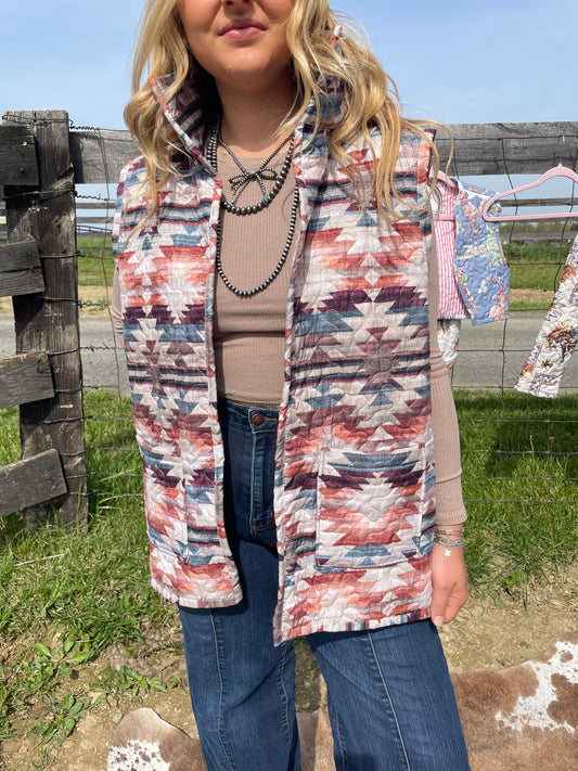 Aztec Quilted Ruby Vest by Ida Mae Home