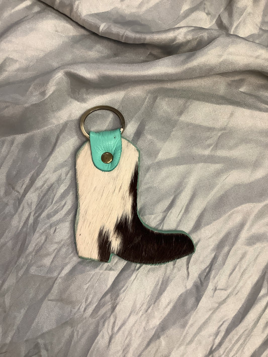 Cowhide Boot Keychain // Turquoise