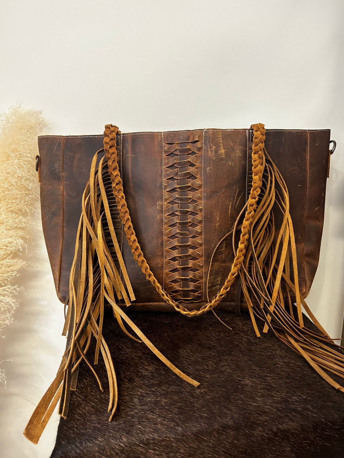 XL Distressed Fringe Tote
