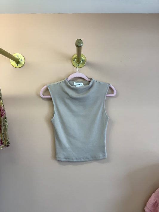 Basic Mock Neck Tank Top // Taupe