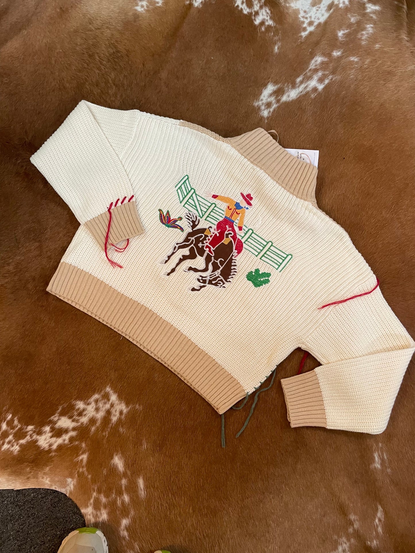 Western Embroidered Half Zip Sweater