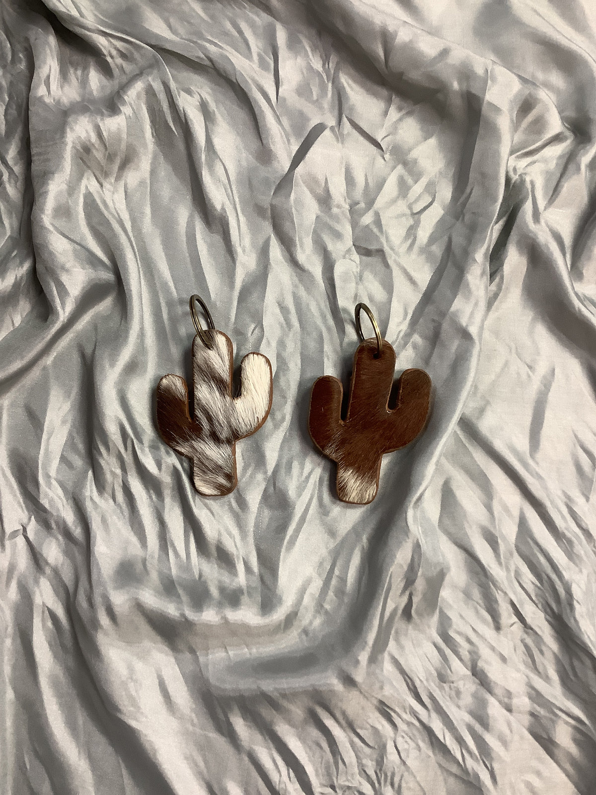 Cowhide Cactus Keychain // Brown