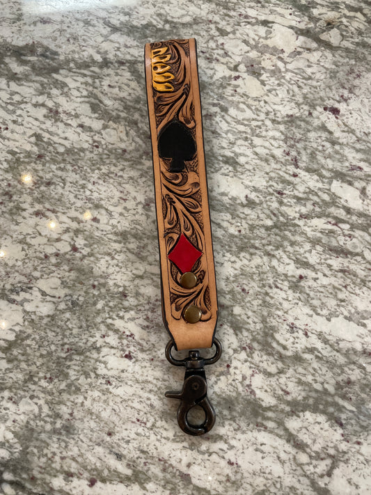 Tooled Leather Wristlet Strap // Joker