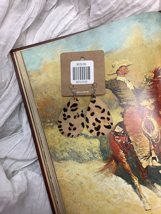 Cheetah Print Leather Earrings