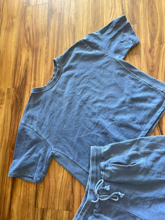 Washed Terry Boxy Tee in Navy