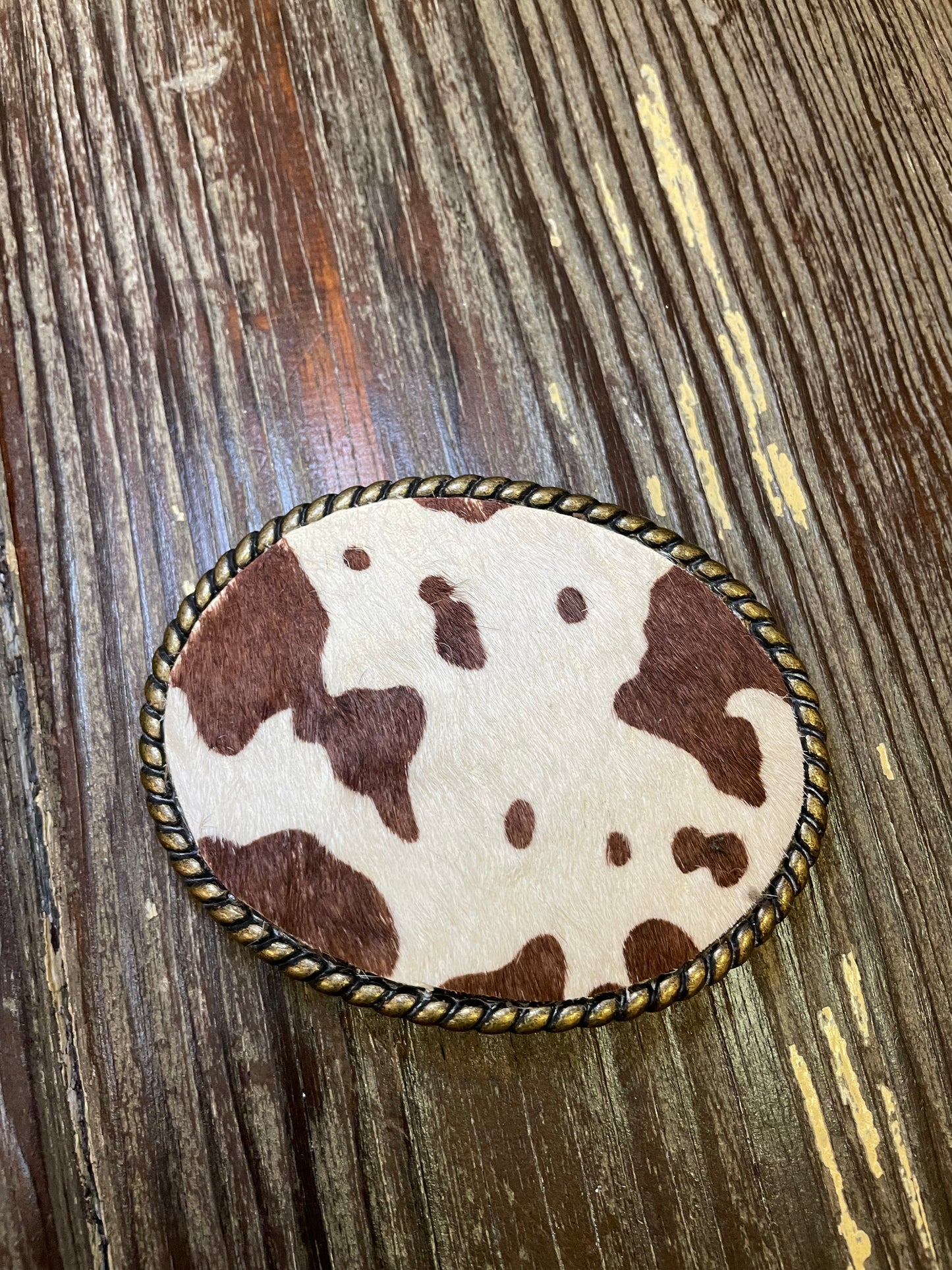 Cowhide Belt Buckle in Brown