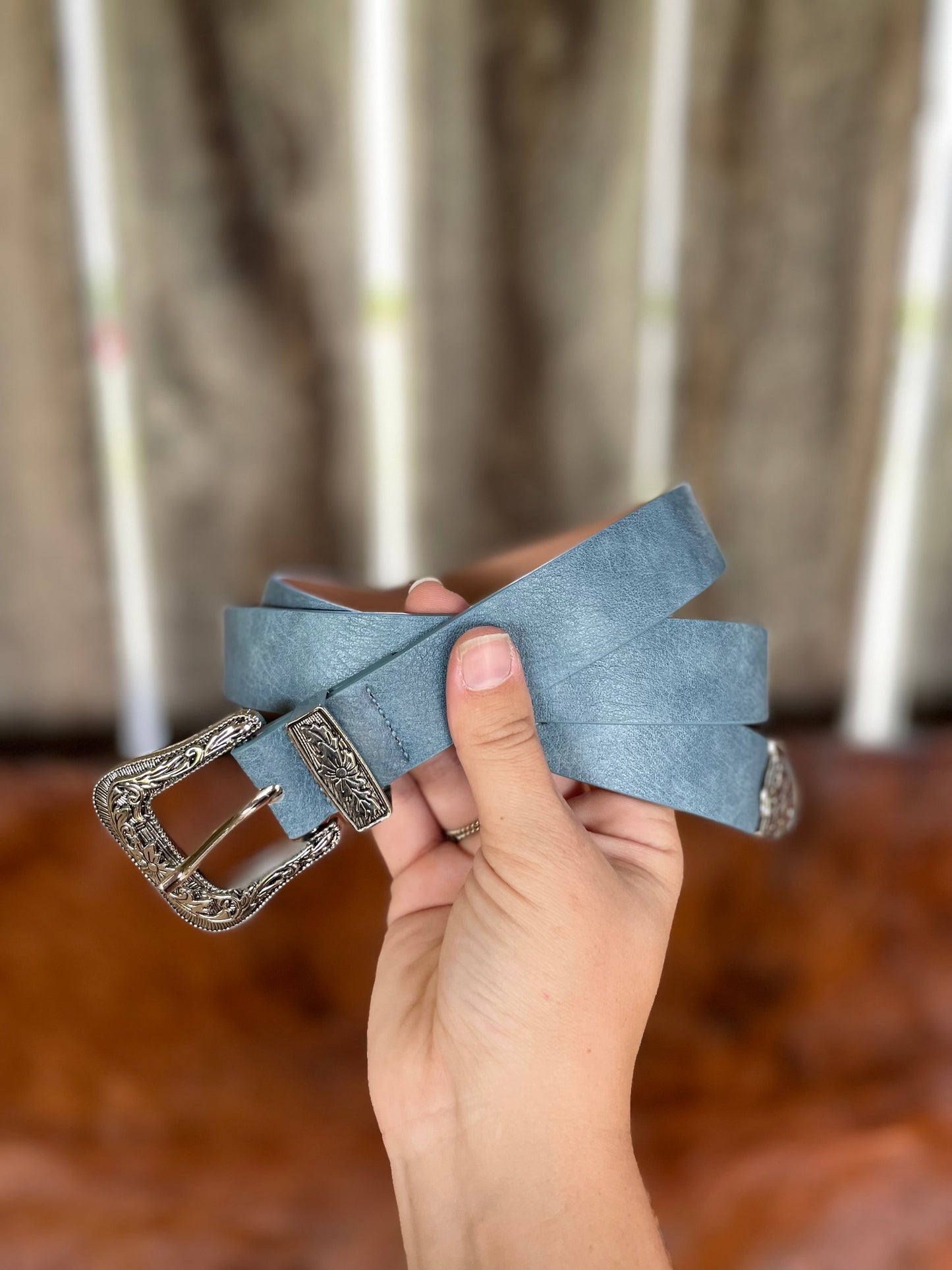 Faux Leather Skinny Western Belt