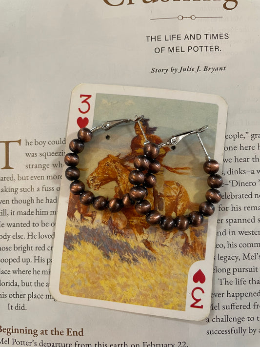 Mini Copper Navajo Pearl Hoops
