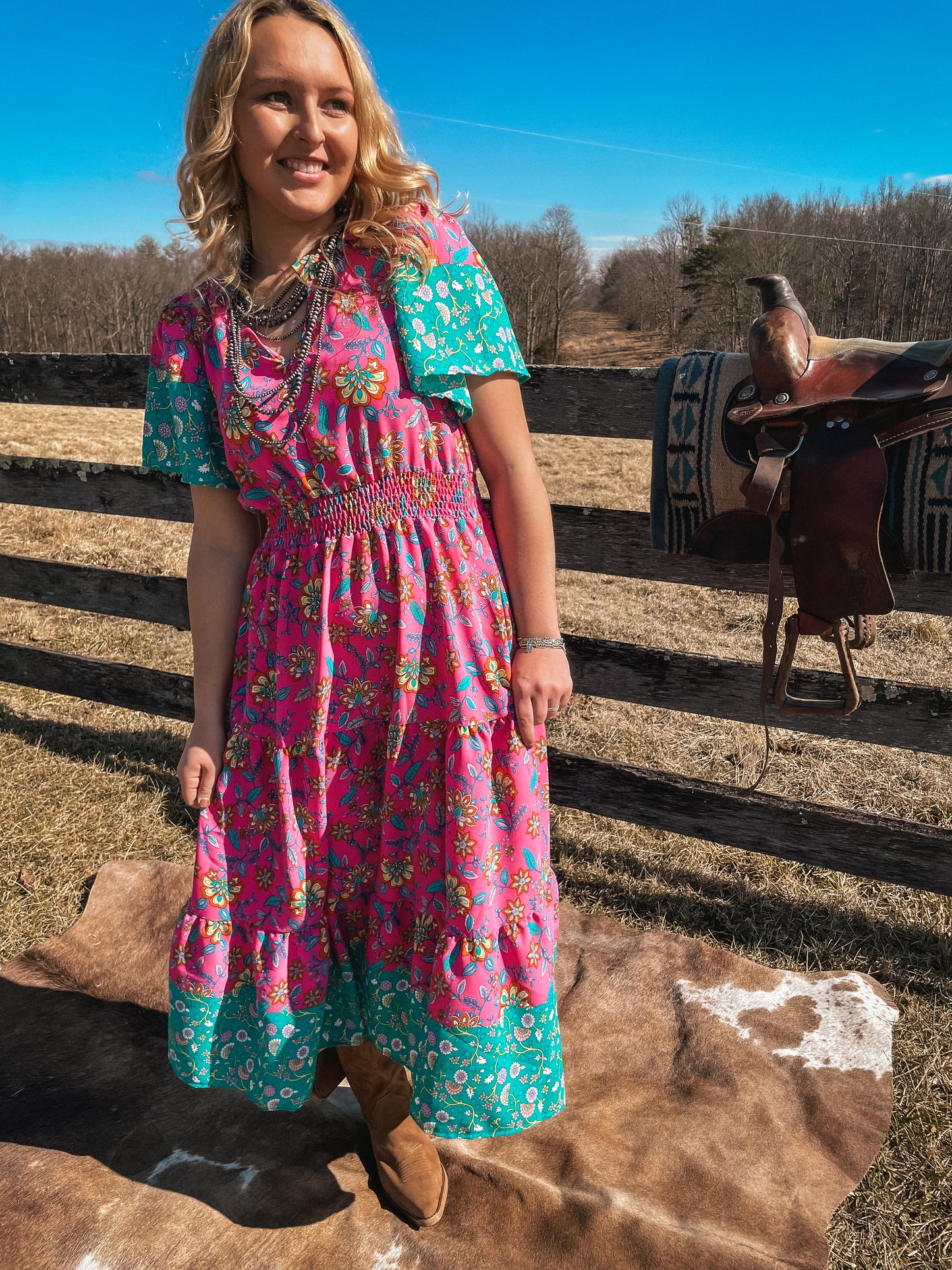 Turquoise Dreams Maxi Dress with Pockets