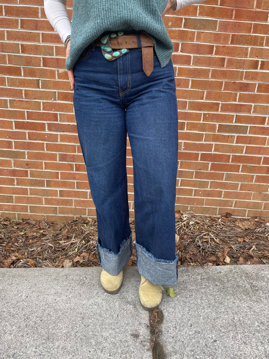 Jade Wide Leg Jeans in Dark Wash