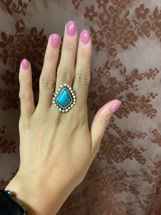 Turquoise Geometric Ring