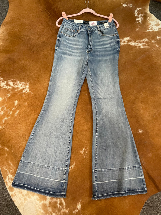 Judy Blue Release Hem Flare Jeans // Medium Wash