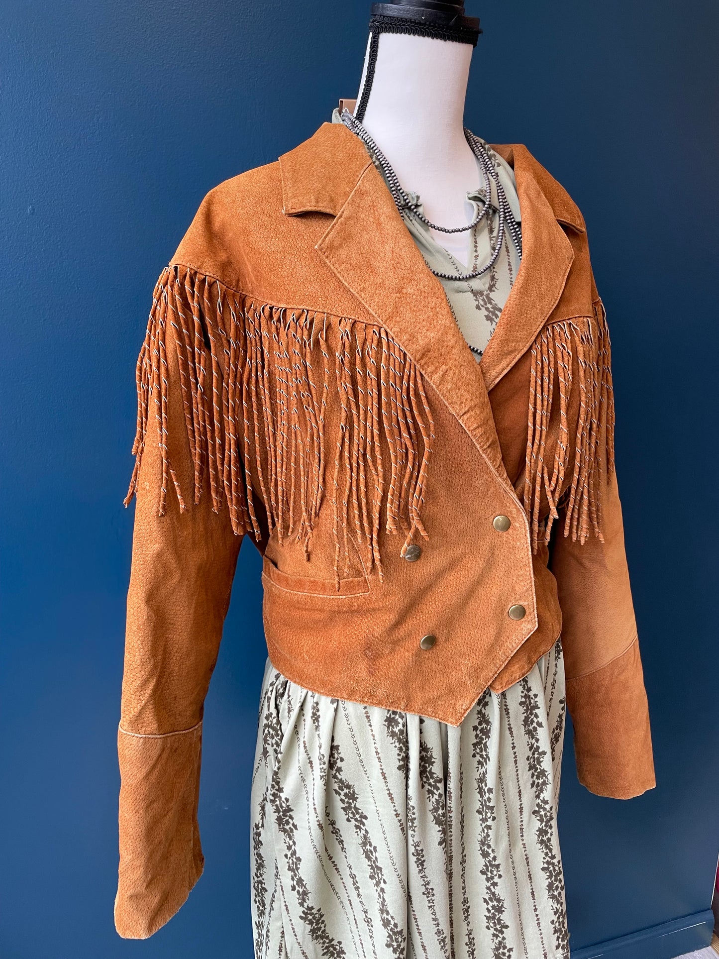 Pre-Loved //  Western Twisted Fringe Roughout Leather Jacket by Leather Zone