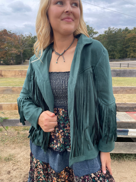 Fringe Jacket // Jade