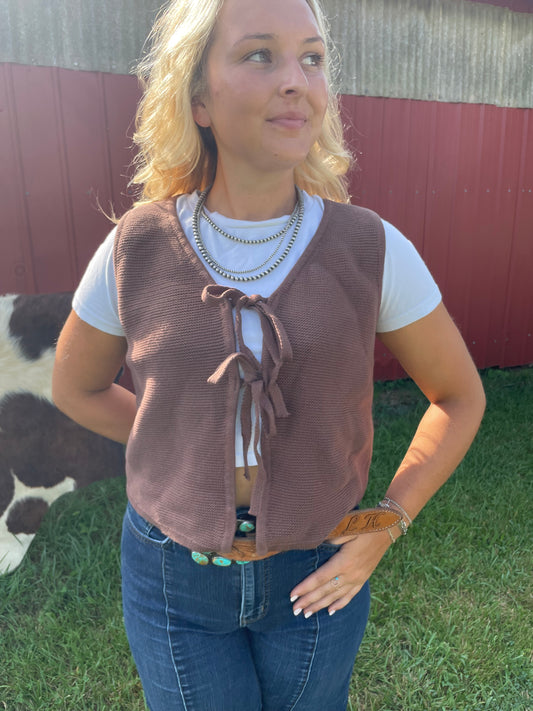 Emma Sweater Vest in Brown