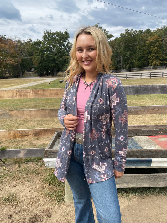 Cozy Aztec Cardigan // Slate