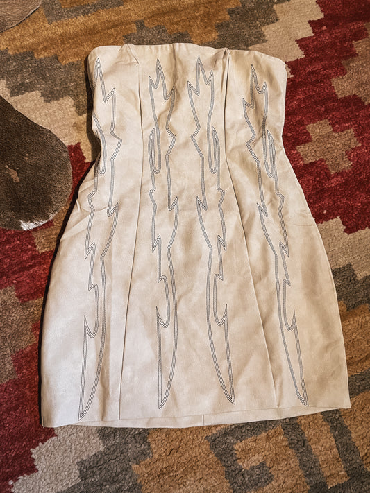 Arizona Western Mini Dress in Off White