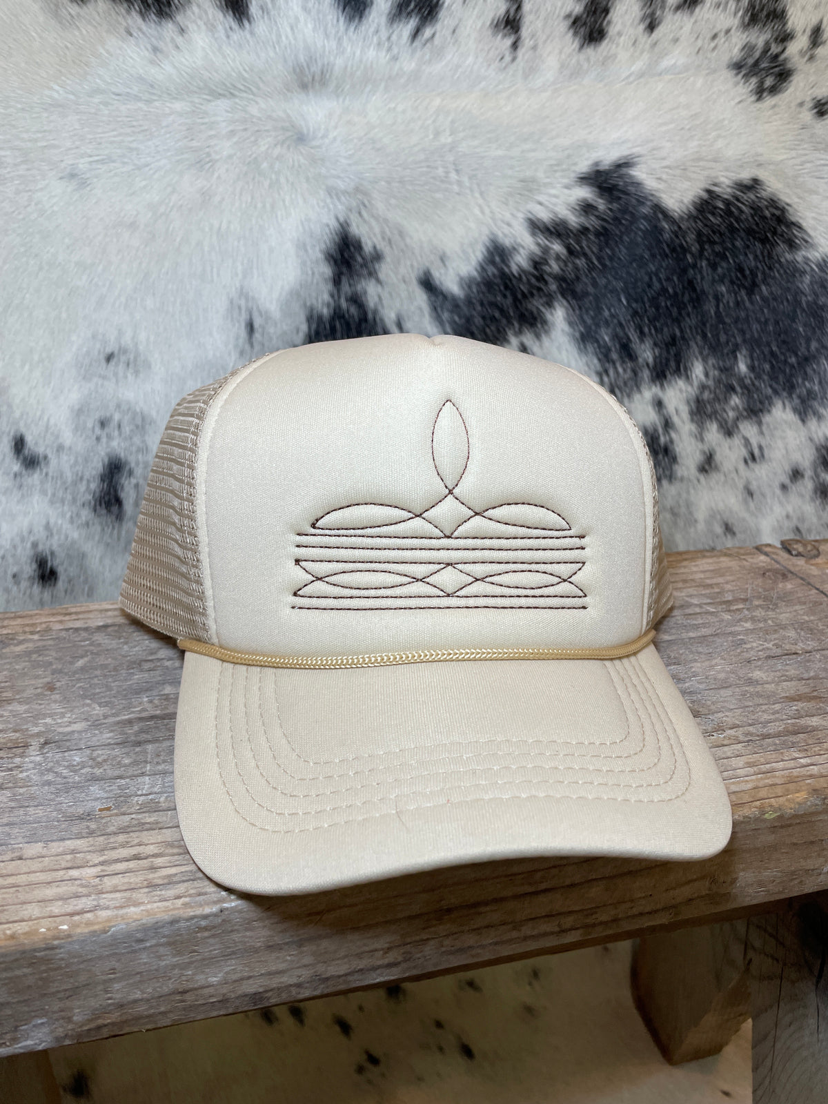 Embroidered Roping Cowboy Baseball Cap with Boot Stitch Bill BOOT STITCH EMBROIDERED HAT – Driftwood Leather Co main image 4
