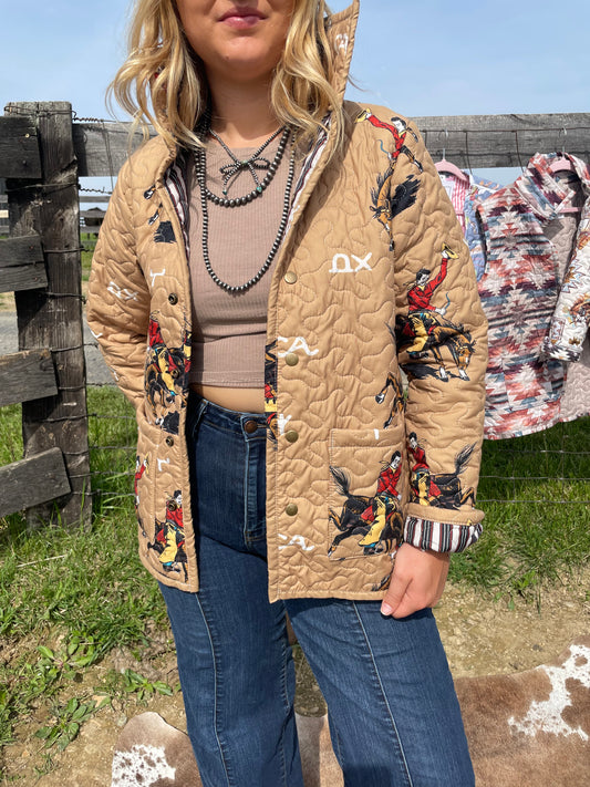 Lazy J Gold Quilted Snap Jacket by Ida Mae Home