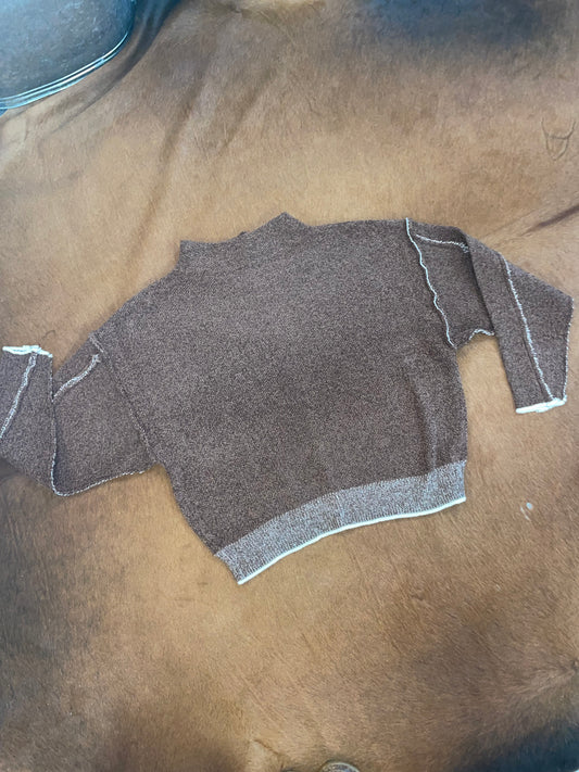 Slade Raw Edge Sweater in Brown