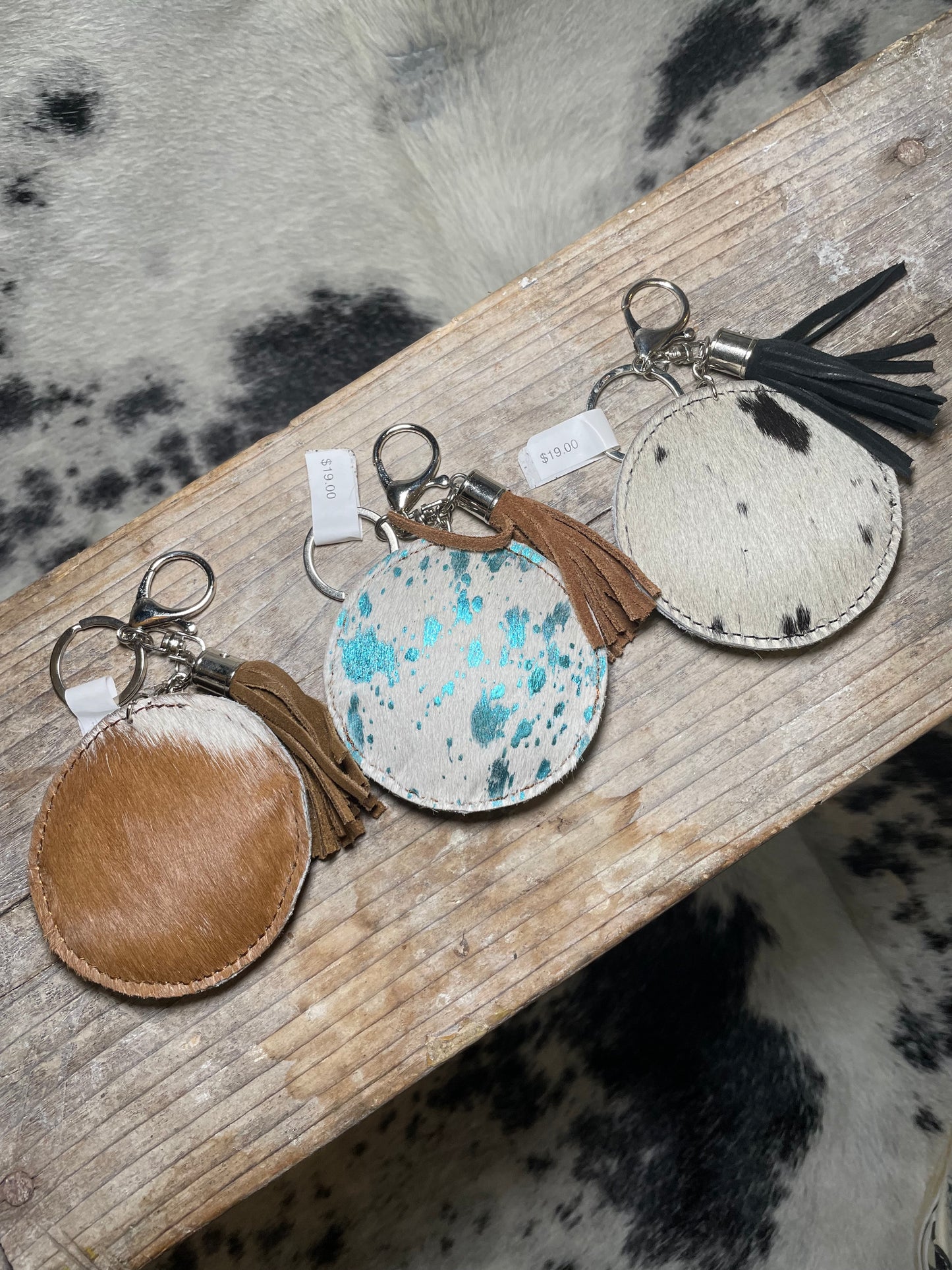 Cowhide Disc Keychain