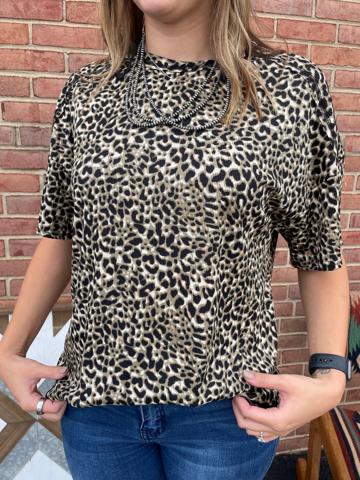 Oversized Cheetah Print Stretch Tee