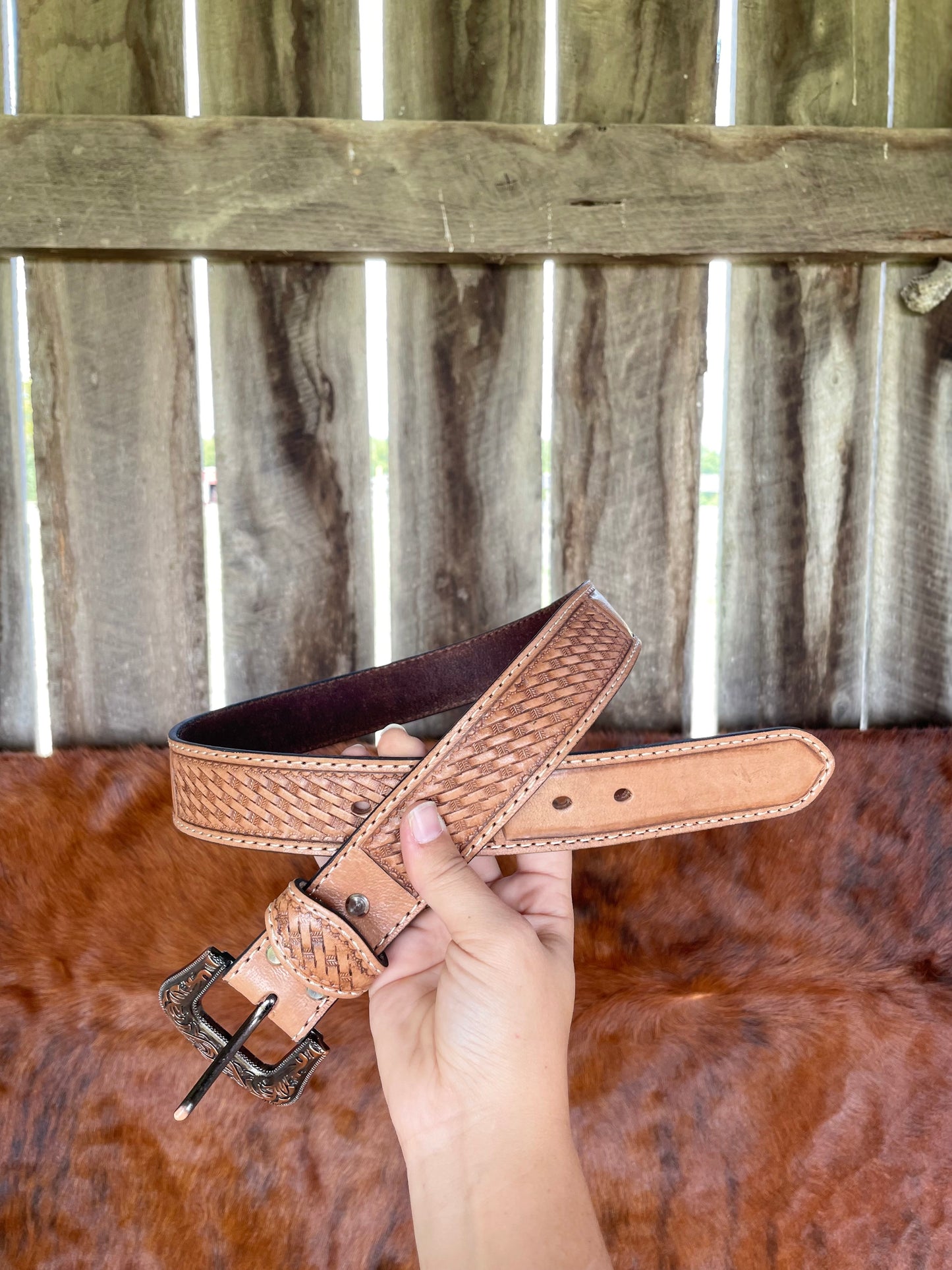 Basket Weave Leather Belt