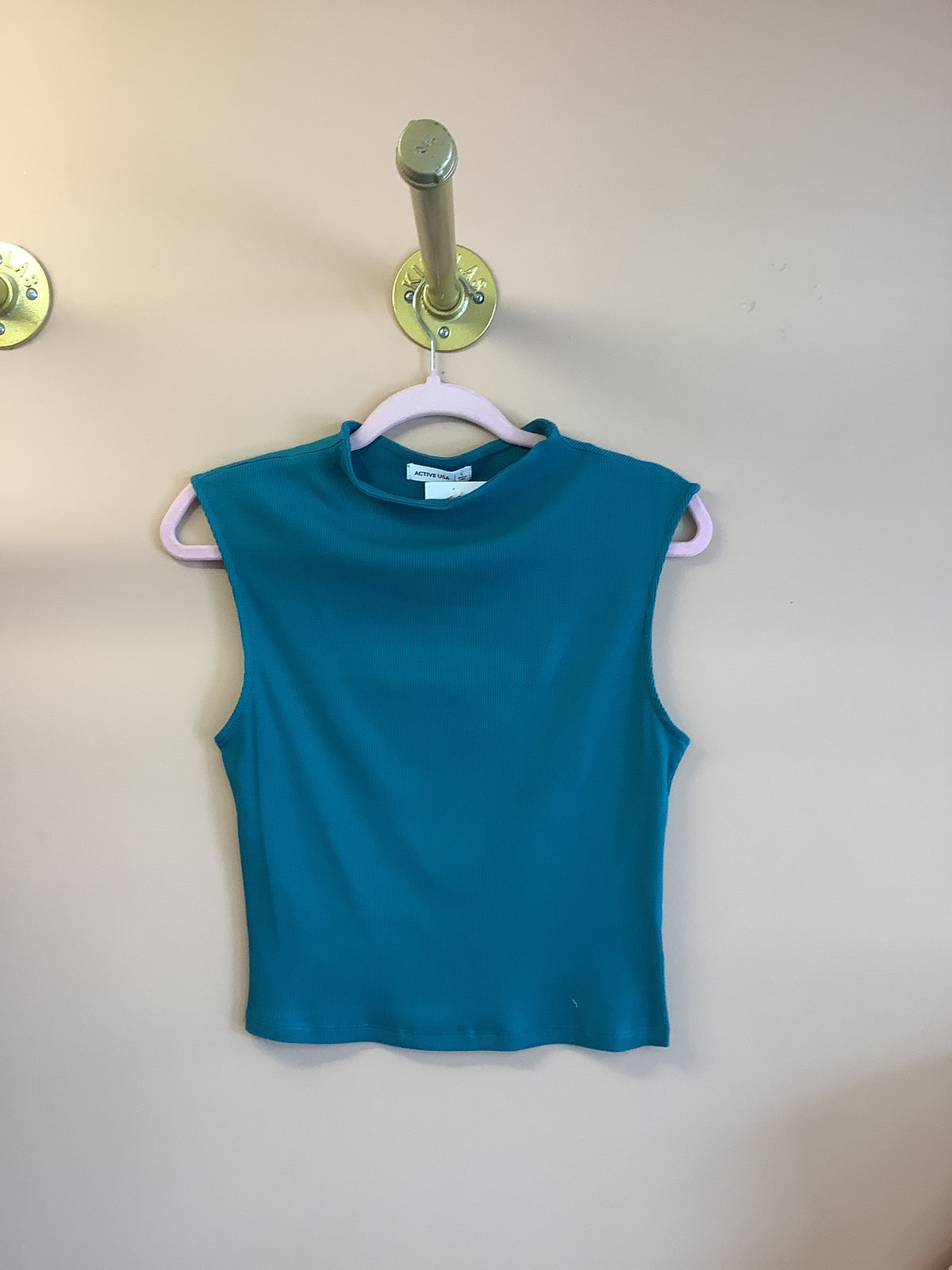 Basic Mock Neck Tank Top // Turquoise