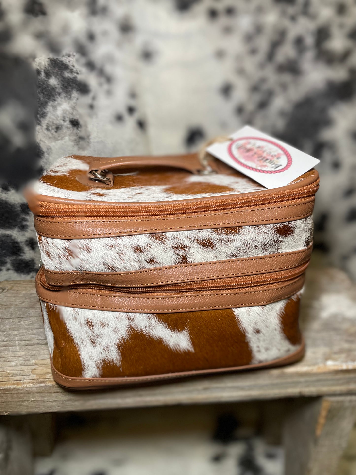 Double Decker Cowhide Makeup Case