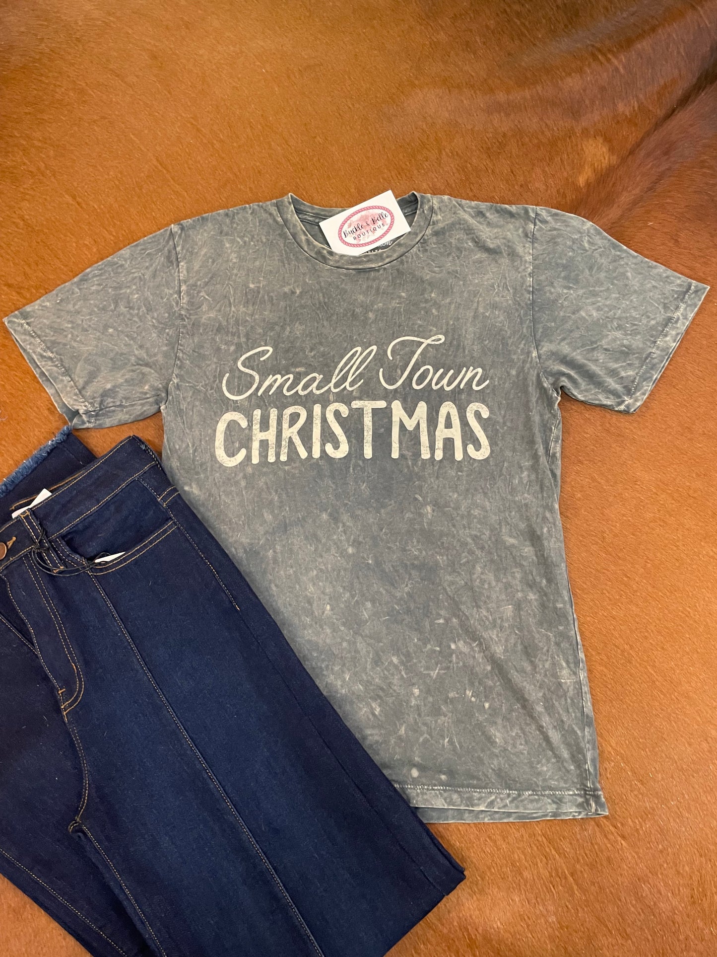 Small Town Christmas Mineral Wash Graphic Tee