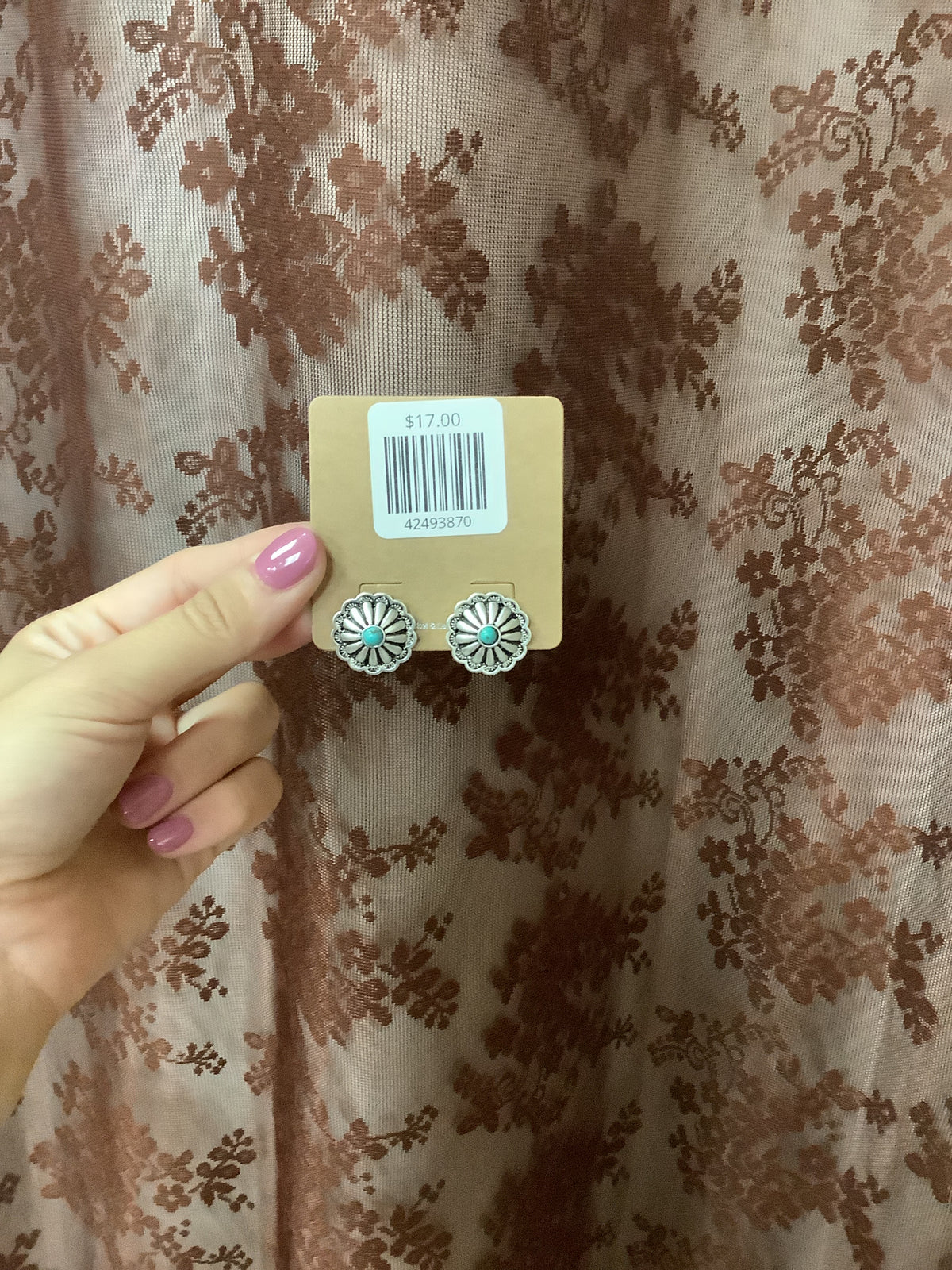 Mini Concho Stud Earrings // Turquoise