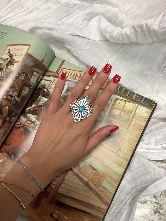 Diamond Concho Ring // Turquoise Stone
