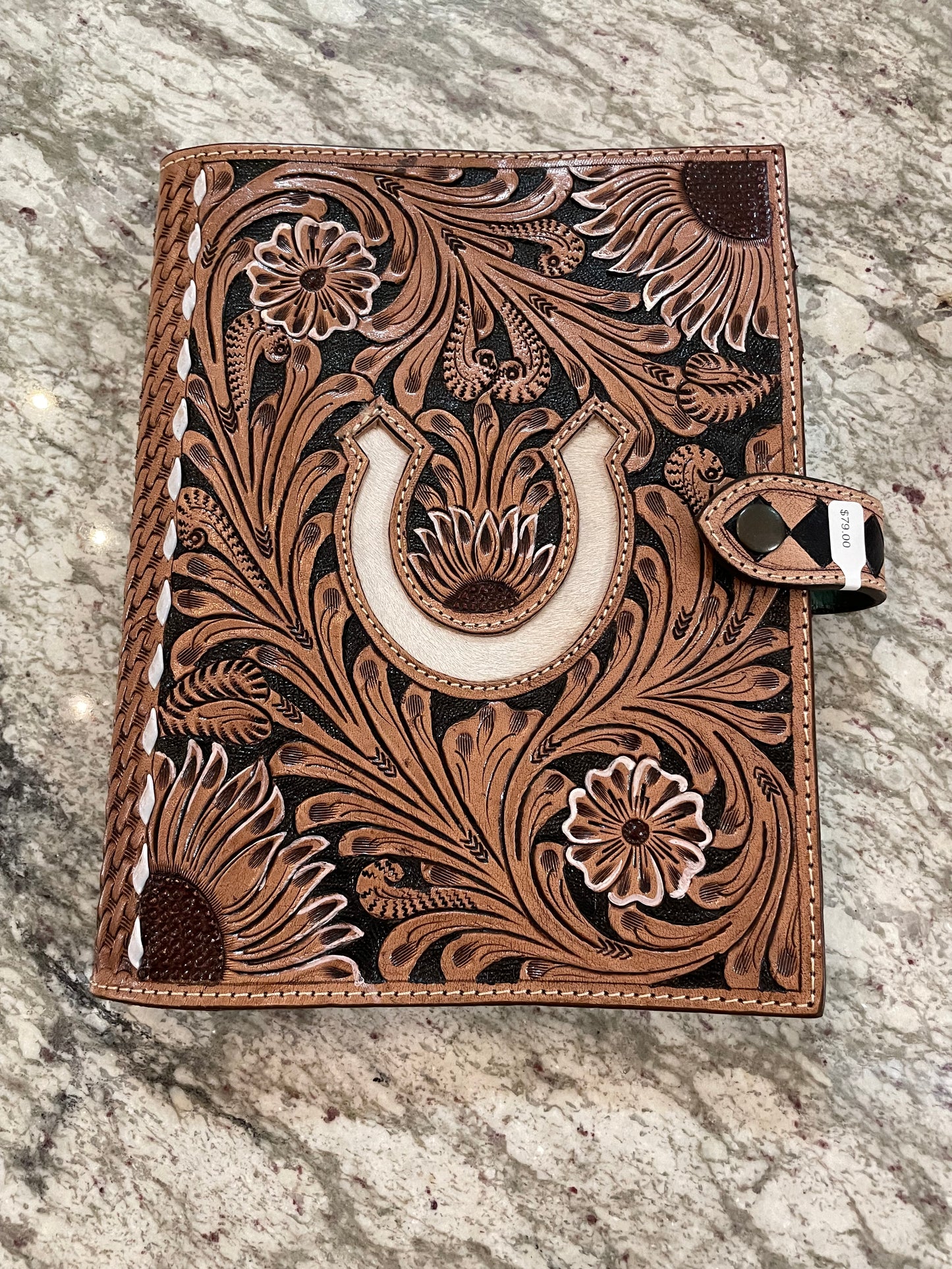 Tooled Leather Book Cover // Horseshoe