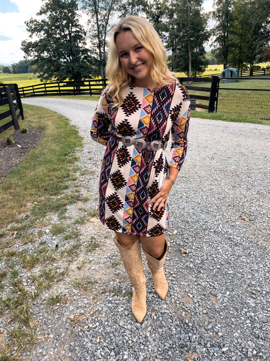Aztec Sweater Dress with Pockets