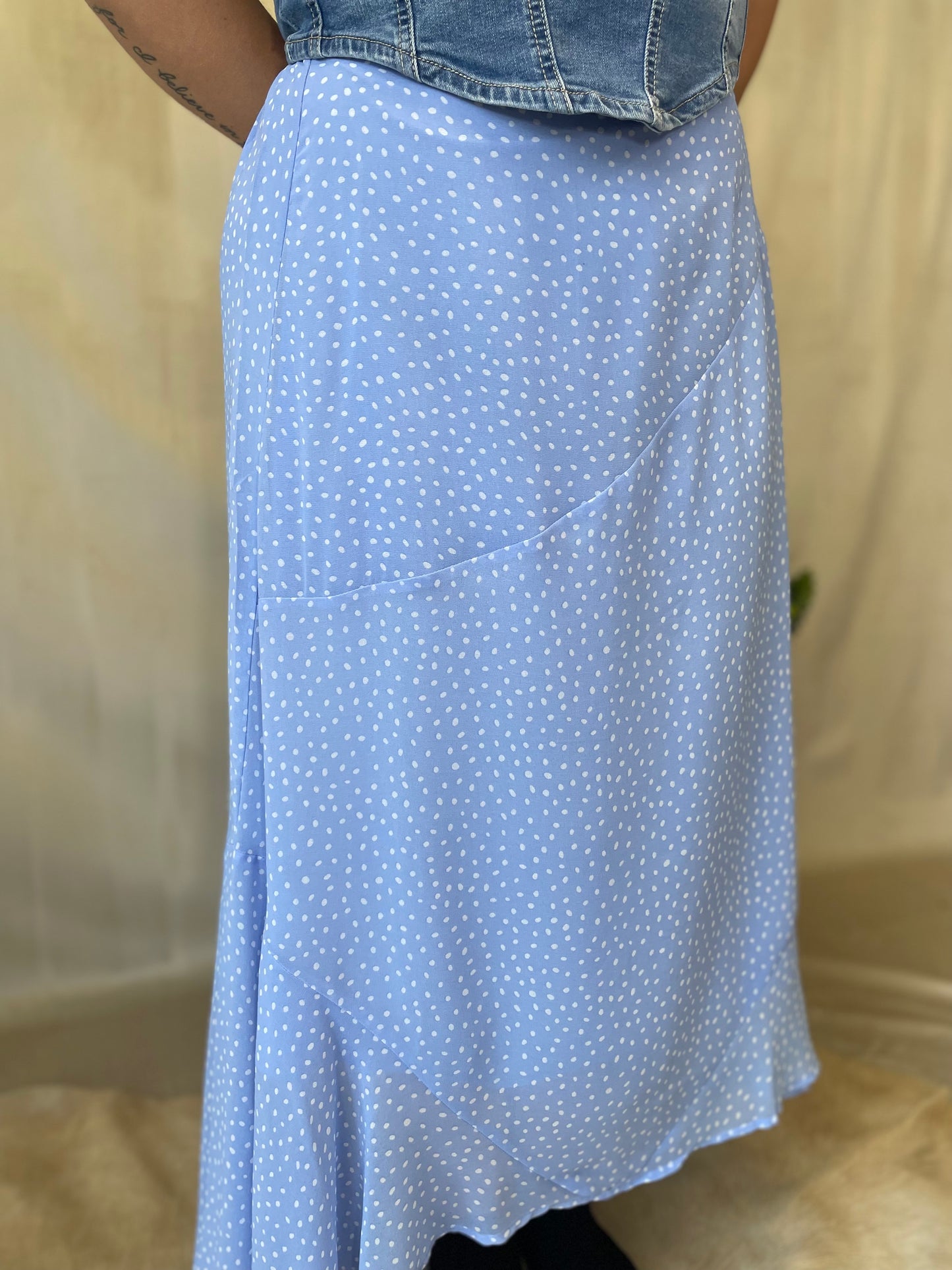 Polka Dot Skirt in Baby Blue