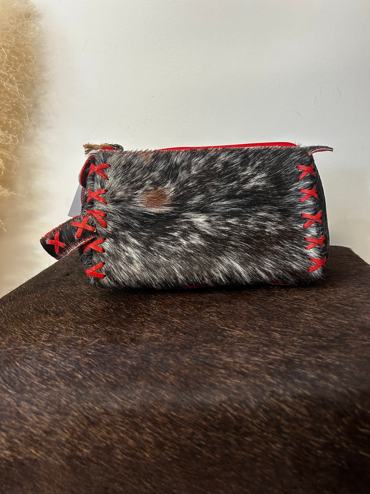 Small Cow Hide Cosmetic Bag // Red