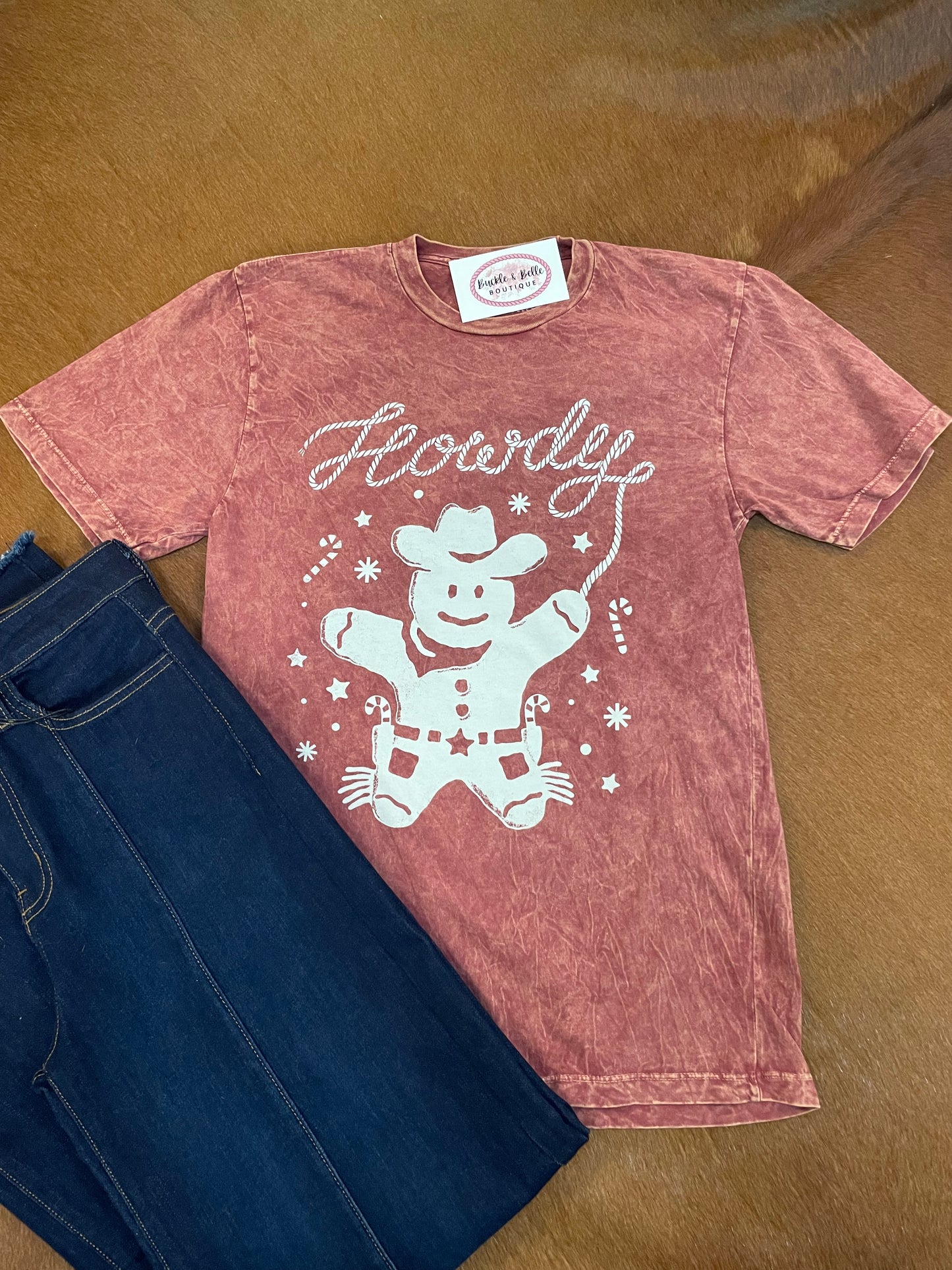 Howdy Gingerbread Mineral Wash Graphic Tee