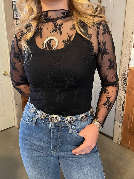 Cowgirl Core Lace Top in Black