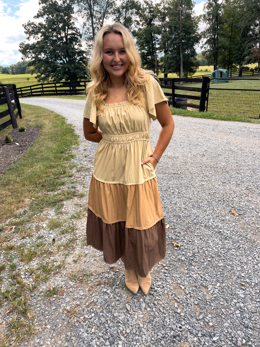 Native Neutral Tiered Dress