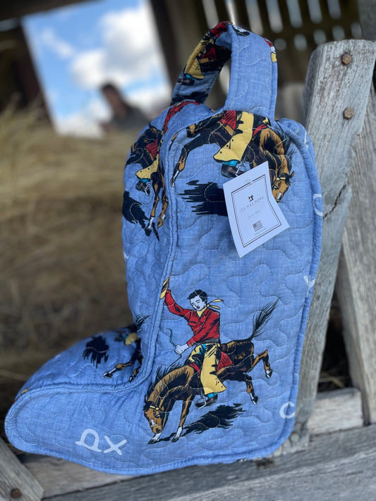 Lazy J Navy Quilted Boot Bag by Ida Mae Home