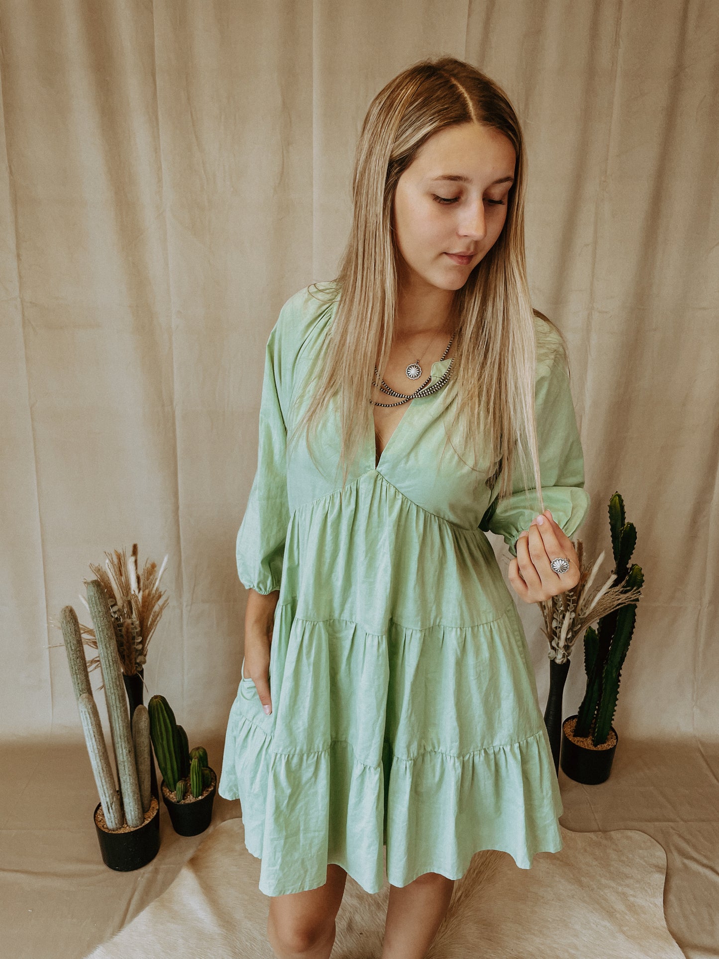 Wanderlust Tiered Dress in Mint