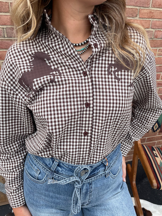 Rearing to Go Gingham Shirt // Chocolate