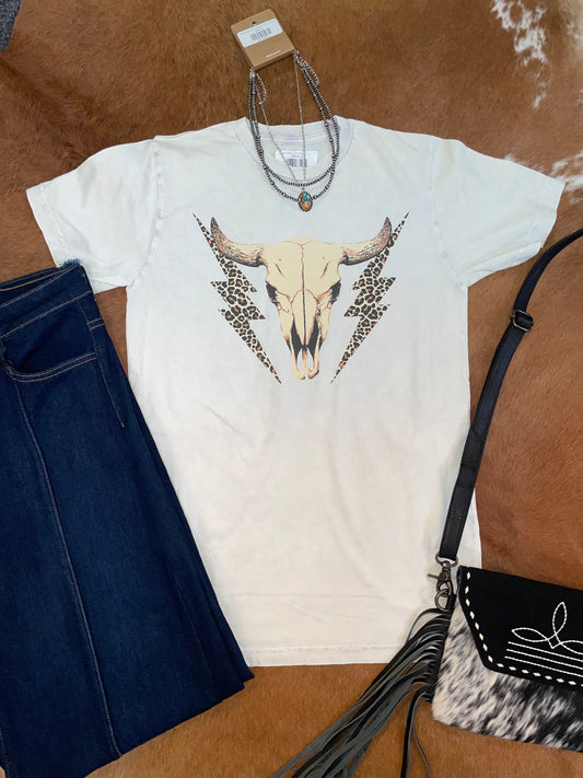 Cheetah Longhorn Mineral Wash Graphic Tee